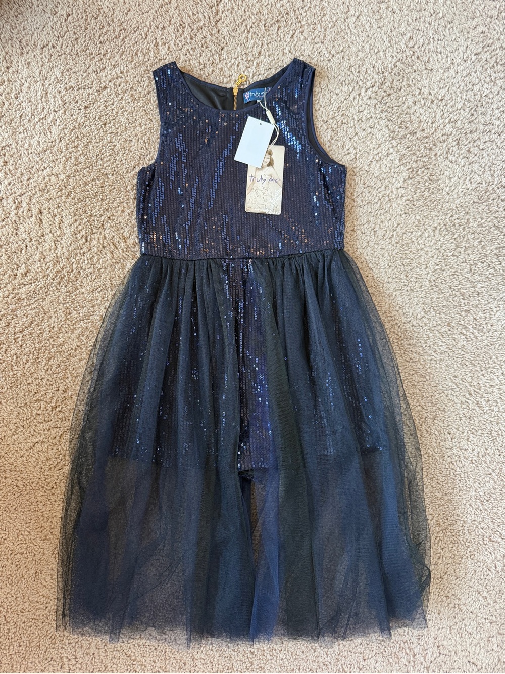 NWT Truly Me Navy Sequin Tulle Party Romper